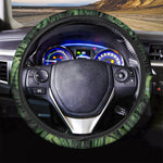 Green Monstera Leaf Print Car Steering Wheel Cover