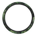 Green Monstera Leaf Print Car Steering Wheel Cover