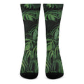 Green Monstera Leaf Print Crew Socks