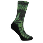Green Monstera Leaf Print Crew Socks
