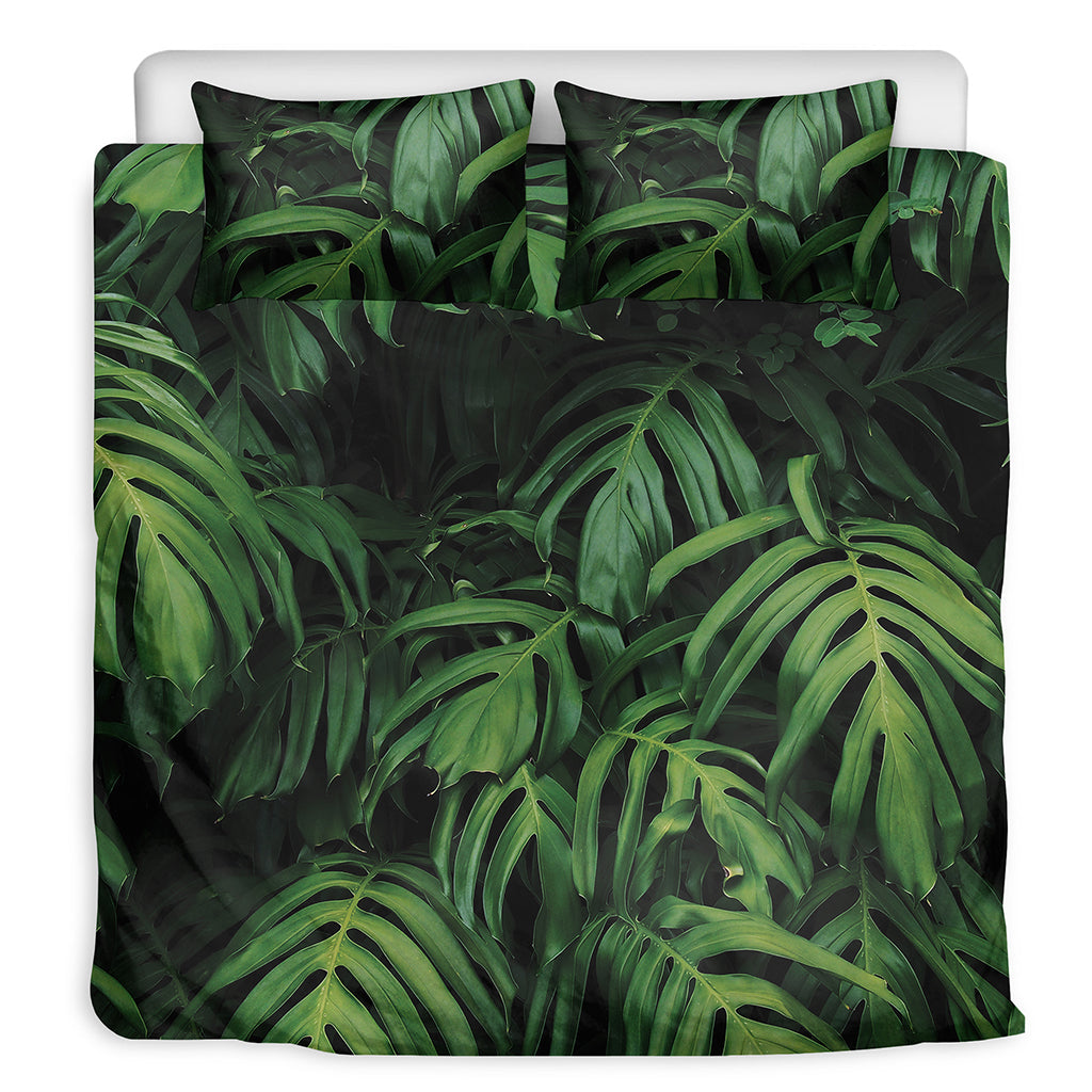 Green Monstera Leaf Print Duvet Cover Bedding Set