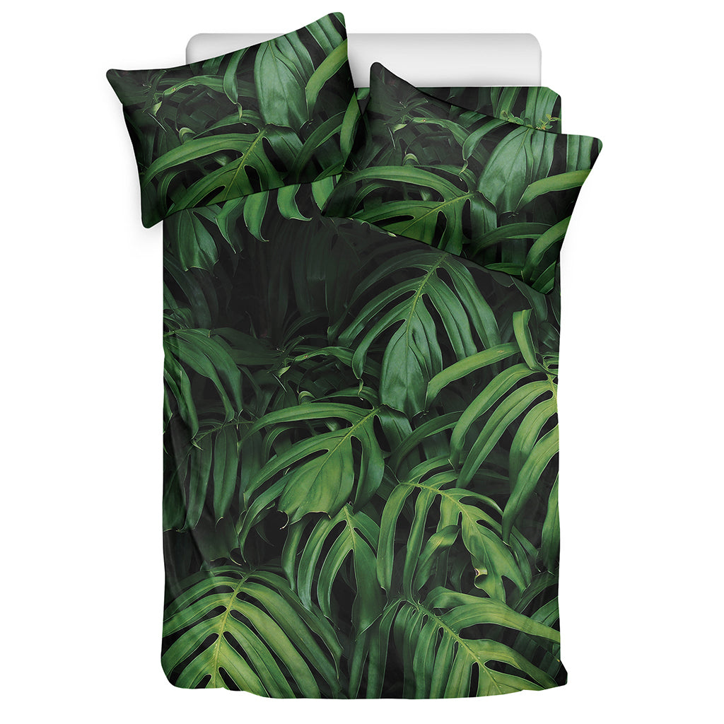 Green Monstera Leaf Print Duvet Cover Bedding Set