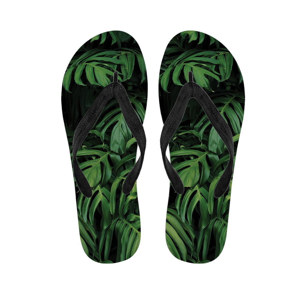Green Monstera Leaf Print Flip Flops