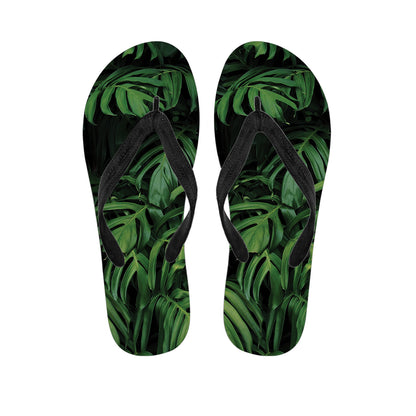 Green Monstera Leaf Print Flip Flops