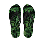 Green Monstera Leaf Print Flip Flops