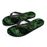 Green Monstera Leaf Print Flip Flops