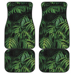 Green Monstera Leaf Print Front and Back Car Floor Mats