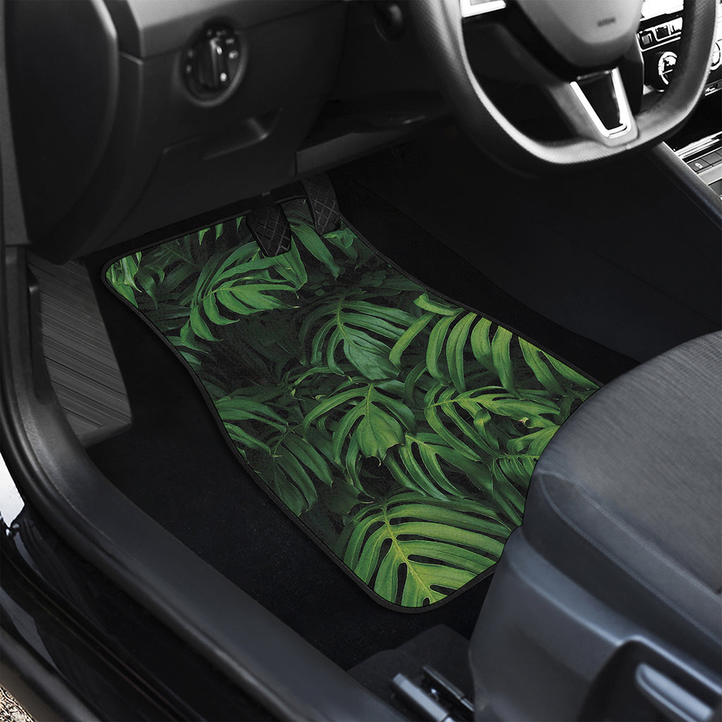 Green Monstera Leaf Print Front Car Floor Mats