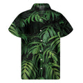 Green Monstera Leaf Print Men's Short Sleeve Shirt
