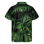 Green Monstera Leaf Print Men's Short Sleeve Shirt