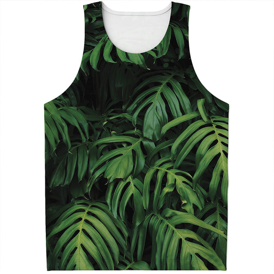 Green Monstera Leaf Print Men's Tank Top