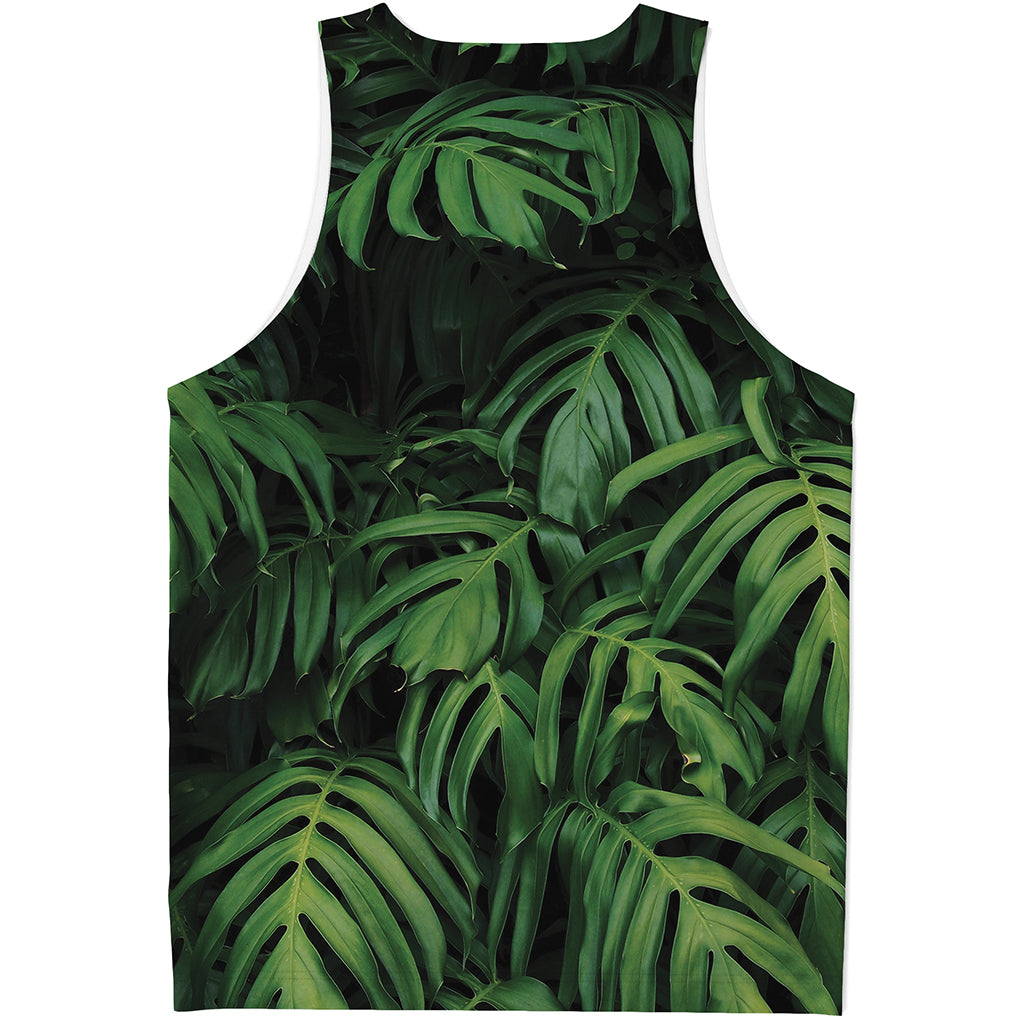 Green Monstera Leaf Print Men's Tank Top