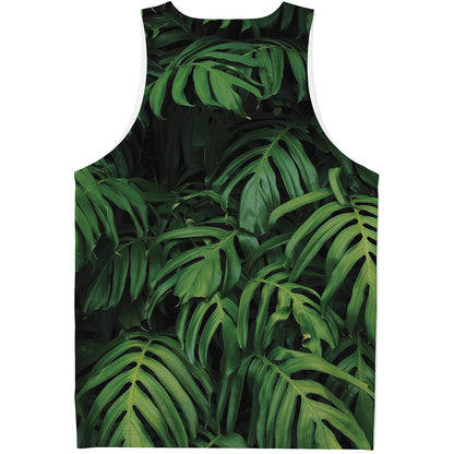 Green Monstera Leaf Print Men's Tank Top