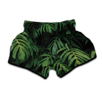 Green Monstera Leaf Print Muay Thai Boxing Shorts