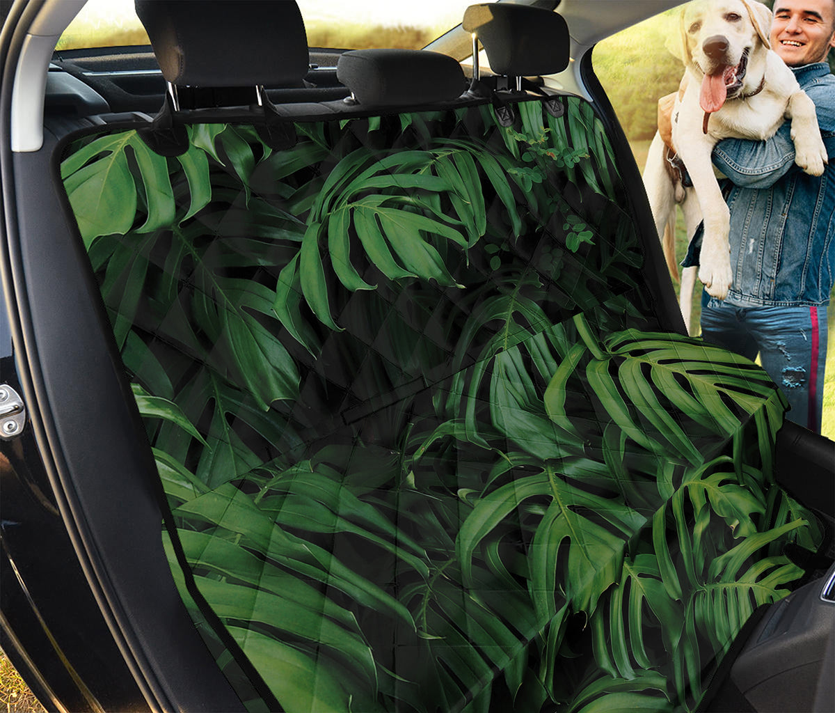Green Monstera Leaf Print Pet Car Back Seat Cover