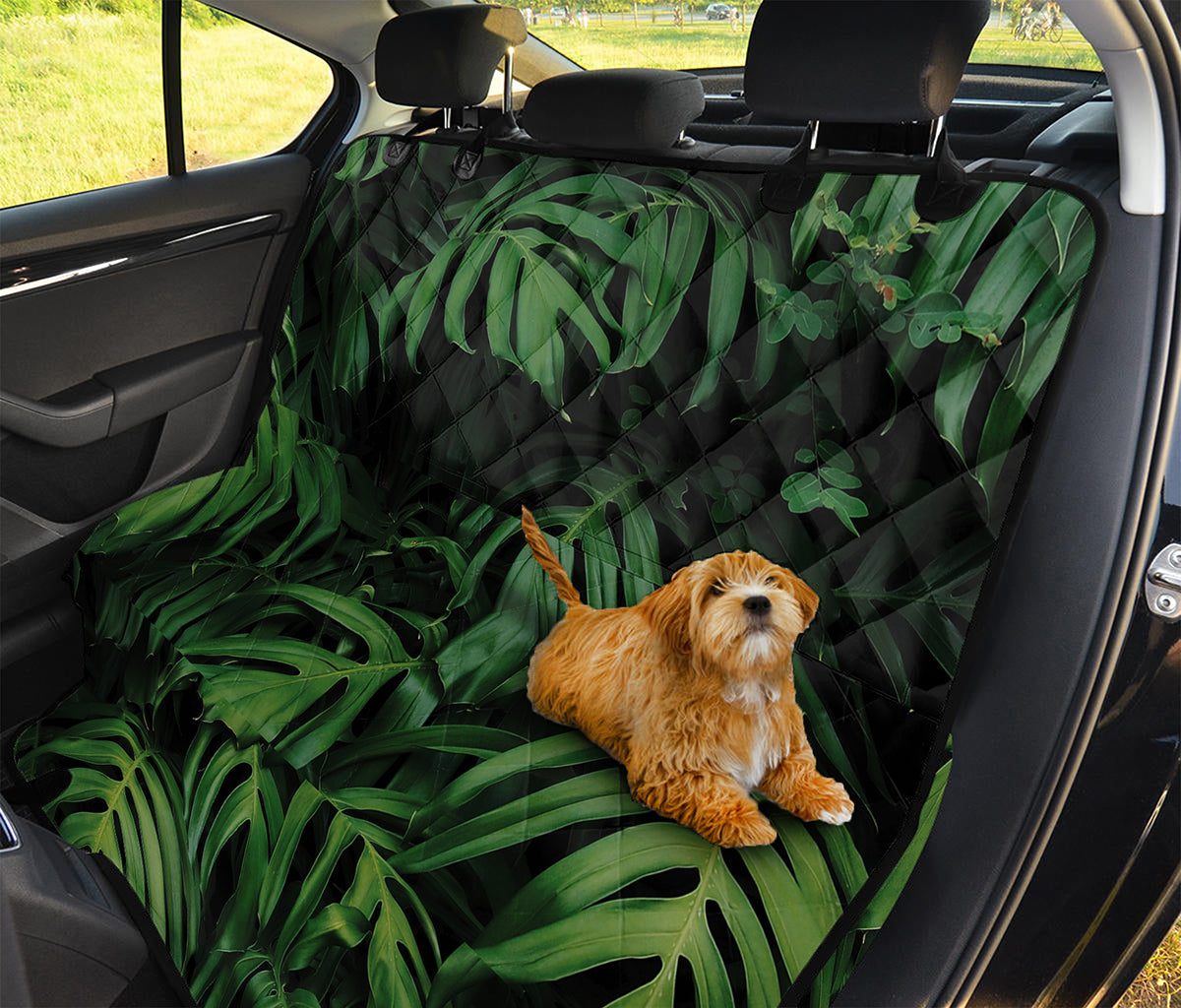 Green Monstera Leaf Print Pet Car Back Seat Cover