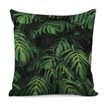Green Monstera Leaf Print Pillow Cover