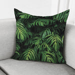 Green Monstera Leaf Print Pillow Cover