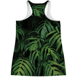 Green Monstera Leaf Print Women's Racerback Tank Top