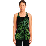 Green Monstera Leaf Print Women's Racerback Tank Top