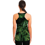 Green Monstera Leaf Print Women's Racerback Tank Top