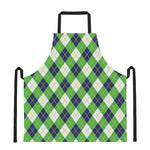 Green Navy And White Argyle Print Apron