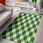 Green Navy And White Argyle Print Area Rug