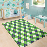 Green Navy And White Argyle Print Area Rug