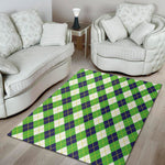 Green Navy And White Argyle Print Area Rug