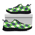 Green Navy And White Argyle Print Black Running Shoes