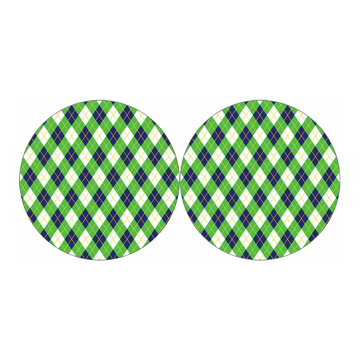 Green Navy And White Argyle Print Car Coasters