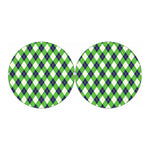 Green Navy And White Argyle Print Car Coasters