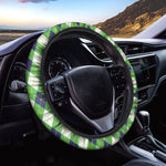 Green Navy And White Argyle Print Car Steering Wheel Cover