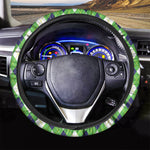 Green Navy And White Argyle Print Car Steering Wheel Cover