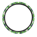 Green Navy And White Argyle Print Car Steering Wheel Cover