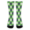 Green Navy And White Argyle Print Crew Socks