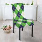 Green Navy And White Argyle Print Dining Chair Slipcover