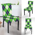 Green Navy And White Argyle Print Dining Chair Slipcover