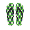 Green Navy And White Argyle Print Flip Flops