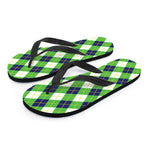 Green Navy And White Argyle Print Flip Flops