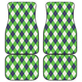 Green Navy And White Argyle Print Front and Back Car Floor Mats