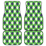 Green Navy And White Argyle Print Front and Back Car Floor Mats