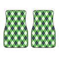 Green Navy And White Argyle Print Front Car Floor Mats