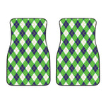 Green Navy And White Argyle Print Front Car Floor Mats