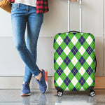 Green Navy And White Argyle Print Luggage Cover