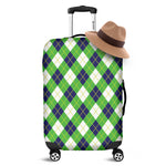 Green Navy And White Argyle Print Luggage Cover