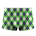Green Navy And White Argyle Print Men's Boxer Briefs