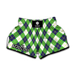 Green Navy And White Argyle Print Muay Thai Boxing Shorts