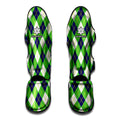 Green Navy And White Argyle Print Muay Thai Shin Guards