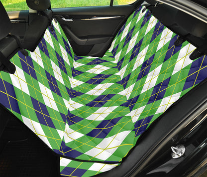 Green Navy And White Argyle Print Pet Car Back Seat Cover